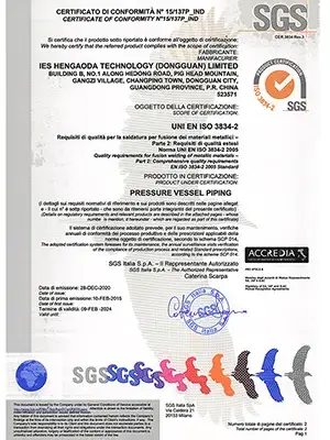 Certificación Internacional de Calidad en Soldadura ISO 3834